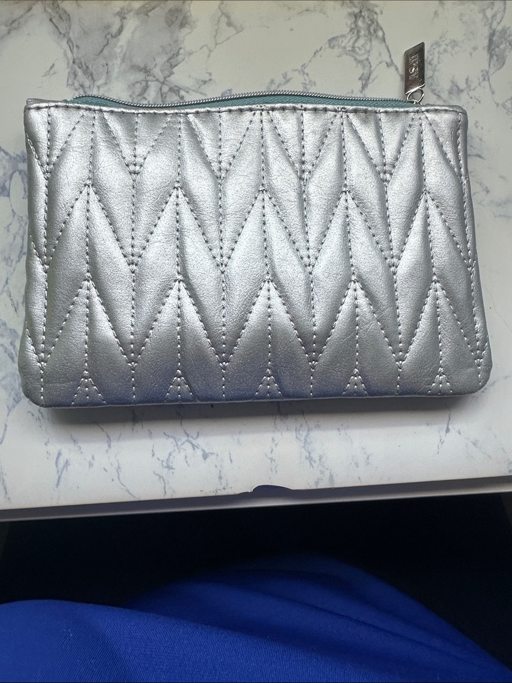 Ipsy Makeup Bag: Quilted Metallic Silver